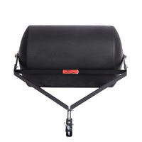A Brinly Parts 28 Gallon Push or Tow Poly Lawn Roller (PRC-243BH) with a large cylindrical drum and sturdy frame, photographed on a white background.