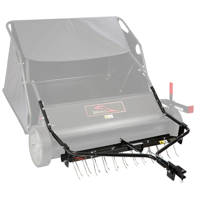 The Brinly Parts Dethatcher Kit for 42" Lawn Sweepers (DK2-42BH) boosts your Brinly sweeper’s efficiency, using metal tines to collect lawn debris and dethatch your lawn. Optional kit attaches easily for improved landscape maintenance.