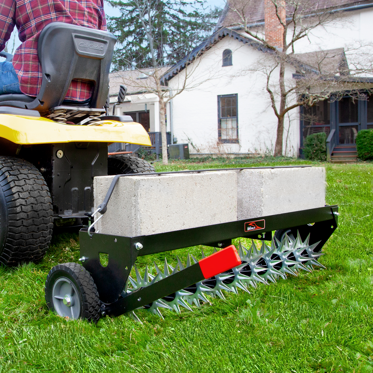 40" Tow-Behind Spike Aerator with Extra-Strength Double Tow Bar & Transport Wheels | SAT2-40BH-P