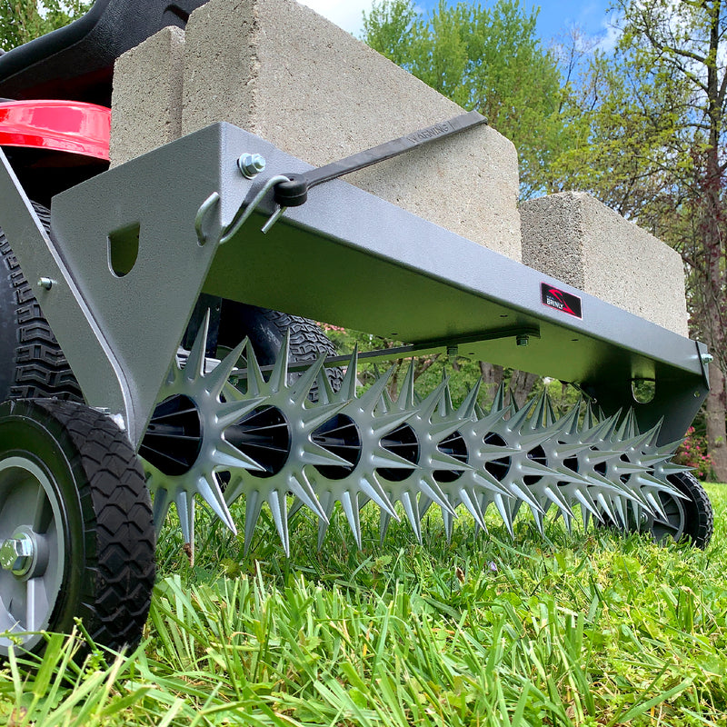 40″ Tow-Behind Spike Aerator in Hammered Gunmetal with Transport Wheels | SAT2-40BH-S