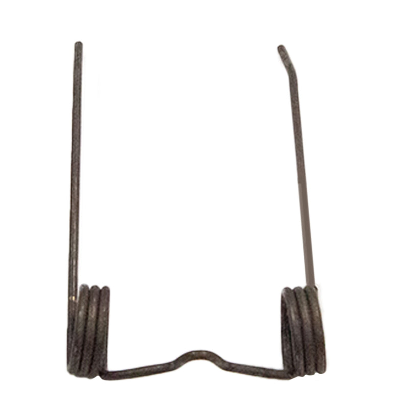 The Brinly Parts R-616 is a rusty metal wire bent into a U-shape, featuring tightly coiled loops on both sides with two straight ends extending upwards, set against a white background.