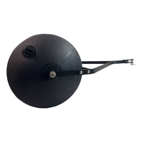 The Brinly Parts 28 Gallon Push or Tow Poly Lawn Roller (PRC-242BH) features a black circular wheel attached to a metal frame with a handle, perfect for rear attachment. Its heavy-duty polyethylene drum is ideal for supporting weight or aiding in movement.