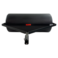 The Brinly Parts 42 Gallon Tow-Behind Poly Roller (PRT-362SBH) features a sturdy metal frame and cylindrical drum, shown from the front against a white background.