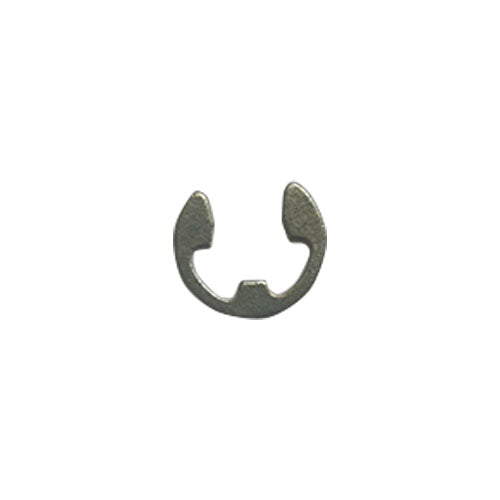 The F-577 E-Ring by Brinly Parts is a small, metallic, semi-circular ring with upward-facing open ends, set against a plain white background.